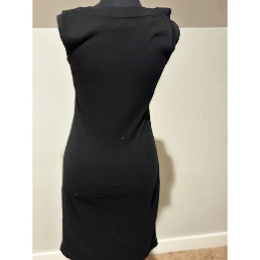 Connected Apparel Knit Honeycomb Sheath Capsule Dress Black Sz M Career classic